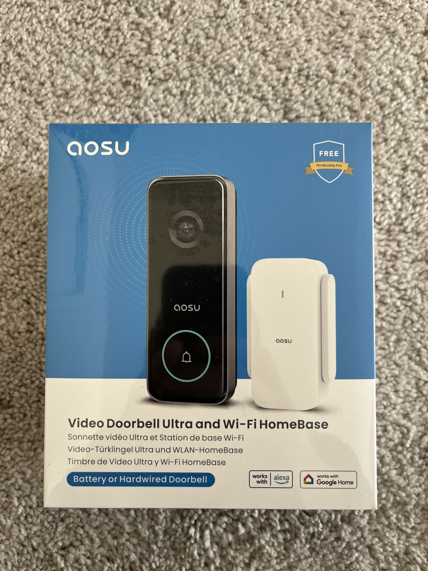 AOSU Doorbell Camera Wireless, 5MP Ultra HD, No Monthly Fee,