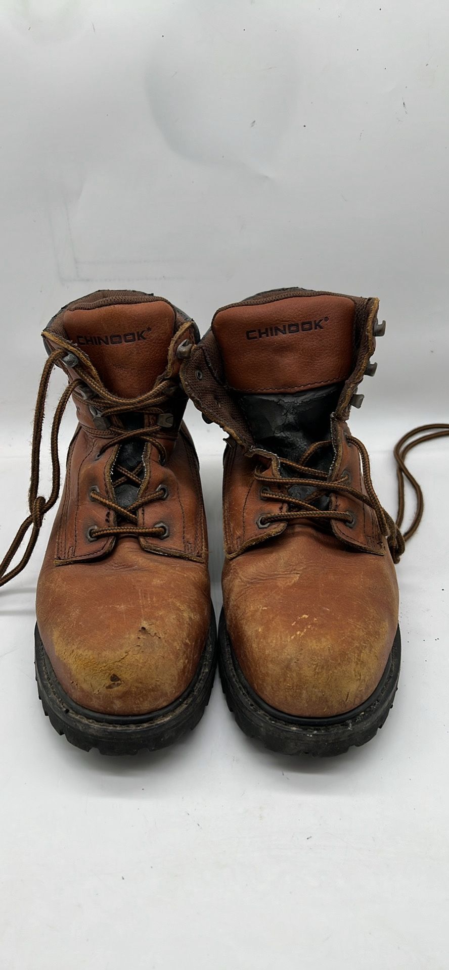 Chinook Mens Contractor  Work Boots Brown Safety Steel Toe Leather  size 10.5