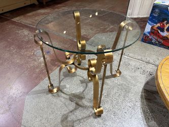 Hollywood Regency Glass & Brass Accent Table