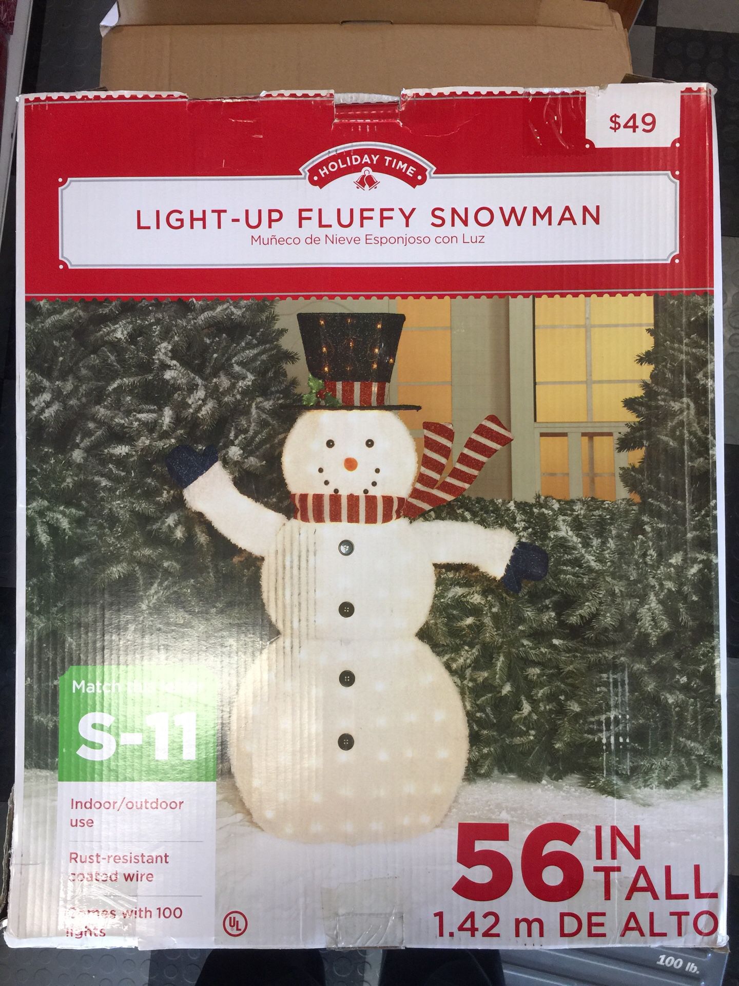 56” tall fluffy snowman light up christmas yard decorations