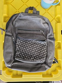 Ash Grey Domino Studded Washed Leather Backpack

Retail: $495