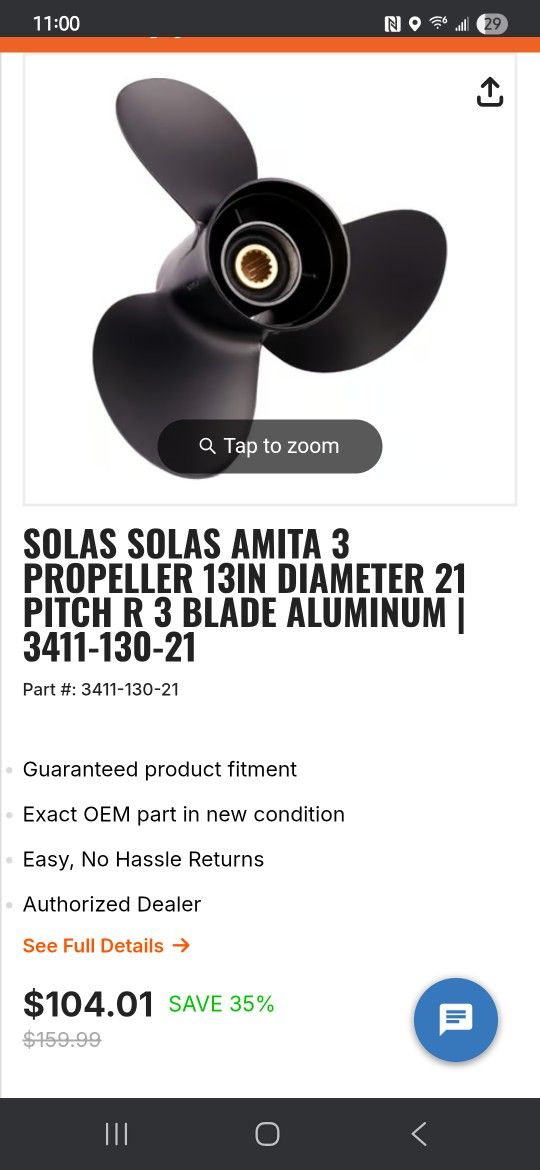 Solas Prop Yamaha/Tohatsu Aluminum 60-130 HP - 13"D X 21 Pitch 3411-130-21