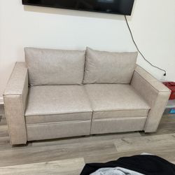 Ainfox  Sofa Couches for Living Room - 64'' Beige 2 Seats Modular Sofa Couch with Storage