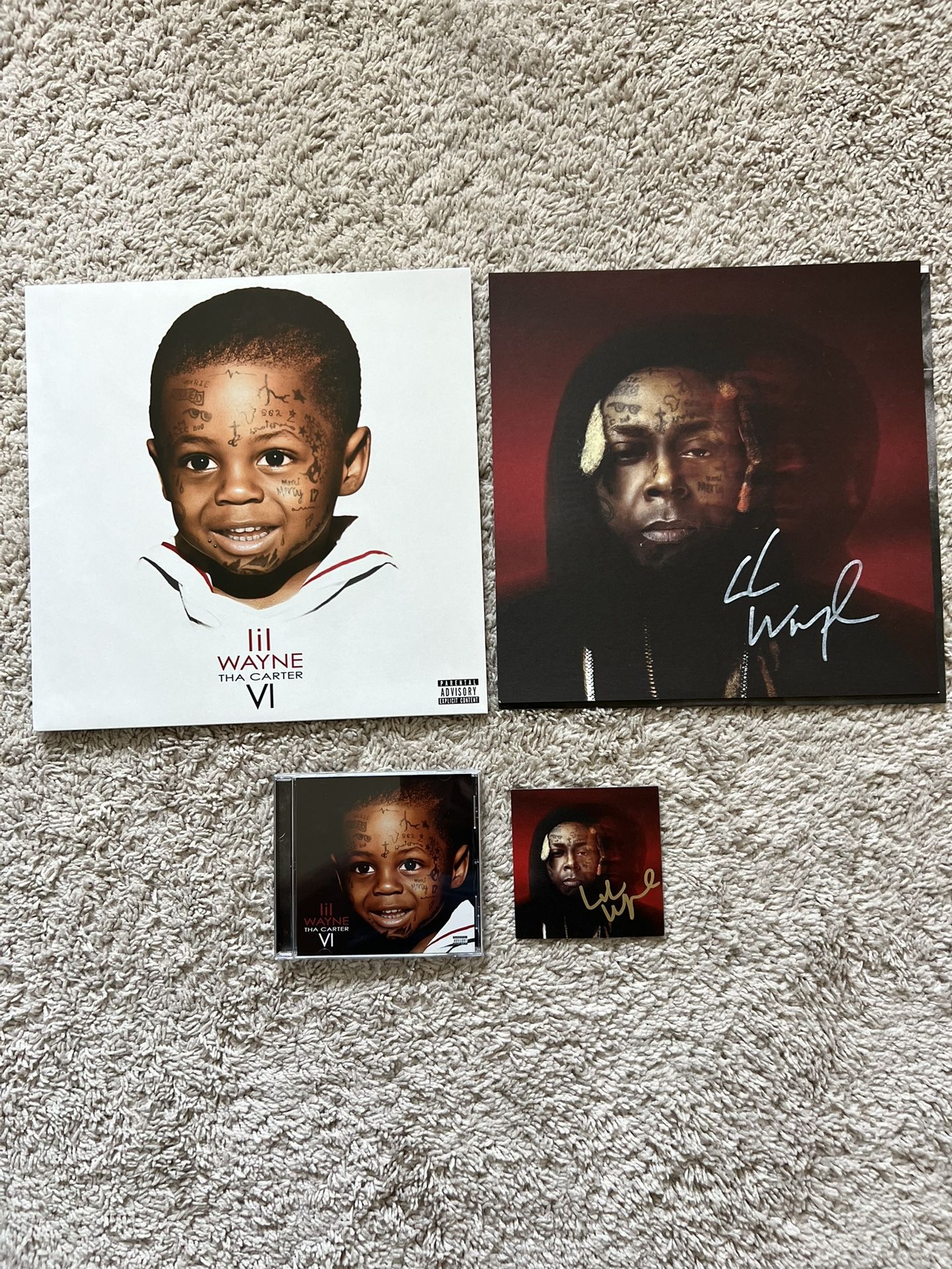 Lil Wayne Tha Carter VI 6 Autograph Red Vinyl LP & Black CD Insert Signed
