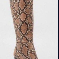 A New Day Women's Brandee Knee High Boots Taupe Snake Snakeskin Print (WIDE CALF)

