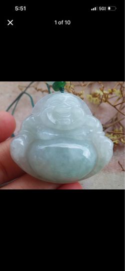 Certificate Jadeite Jade Burmese Light Green Pendant luck Laughing Buddha god