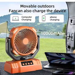 Battery Portable Operated Fan, Rechargeable Personal Fan USB Desk Fan with Auto Oscillating, Timer, Remote,for Home Office Beach Tent,Orange$10