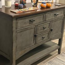 Table Counter, Grey, Wood Top.