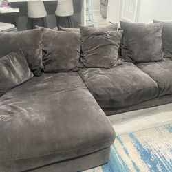 Grey Sectional Couch Sofa W/ Chaise - Deep & Super Cushiony!