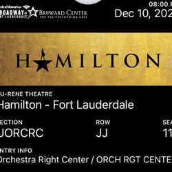 HAMILTON -12/10/22 at 8:00pm $300-2 tix