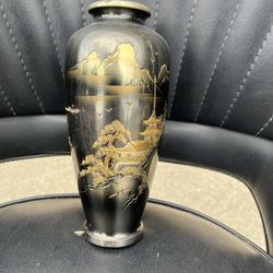 Vintage Japanese Mid Century Mixed Metal Vase 
