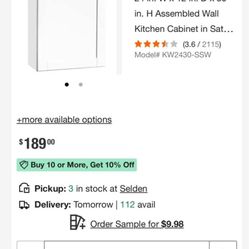 24 Inch White Shaker Upper Kitchen Cabinet