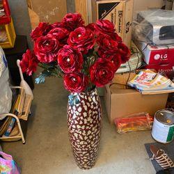 Flower Vase With Silk Roses