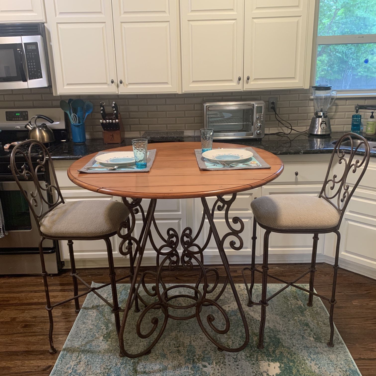 Wrought Iron Bistro Table And 2 Chairs