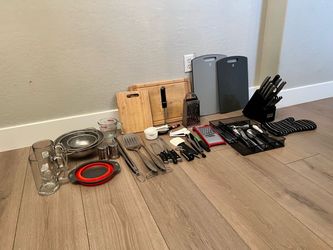 Kitchen Starter Set- Utensils, Strainers- Cutting Boards- Measuring Cups- Silverware- and More!