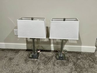 Set of 2 Modern Chrome Table Lamps – Excellent Condition