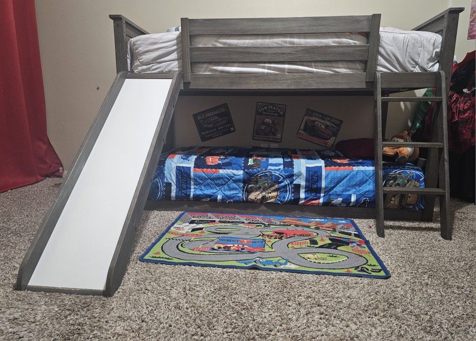 Twin Bunk Bed W/ Slide And Ladder