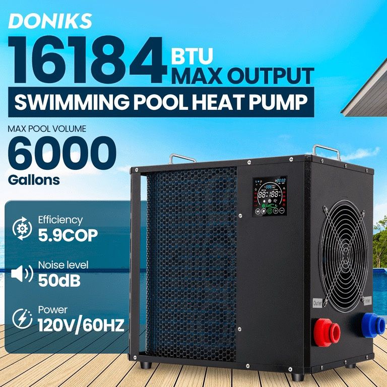 16184 BTU Pool Heater, for 6000 Gallons Above Ground Pools,Swimming Pool Heaters,120V/60Hz with Digital Display Multi-Protection