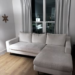Velvet Sofa Chaise Sectional ( French White)