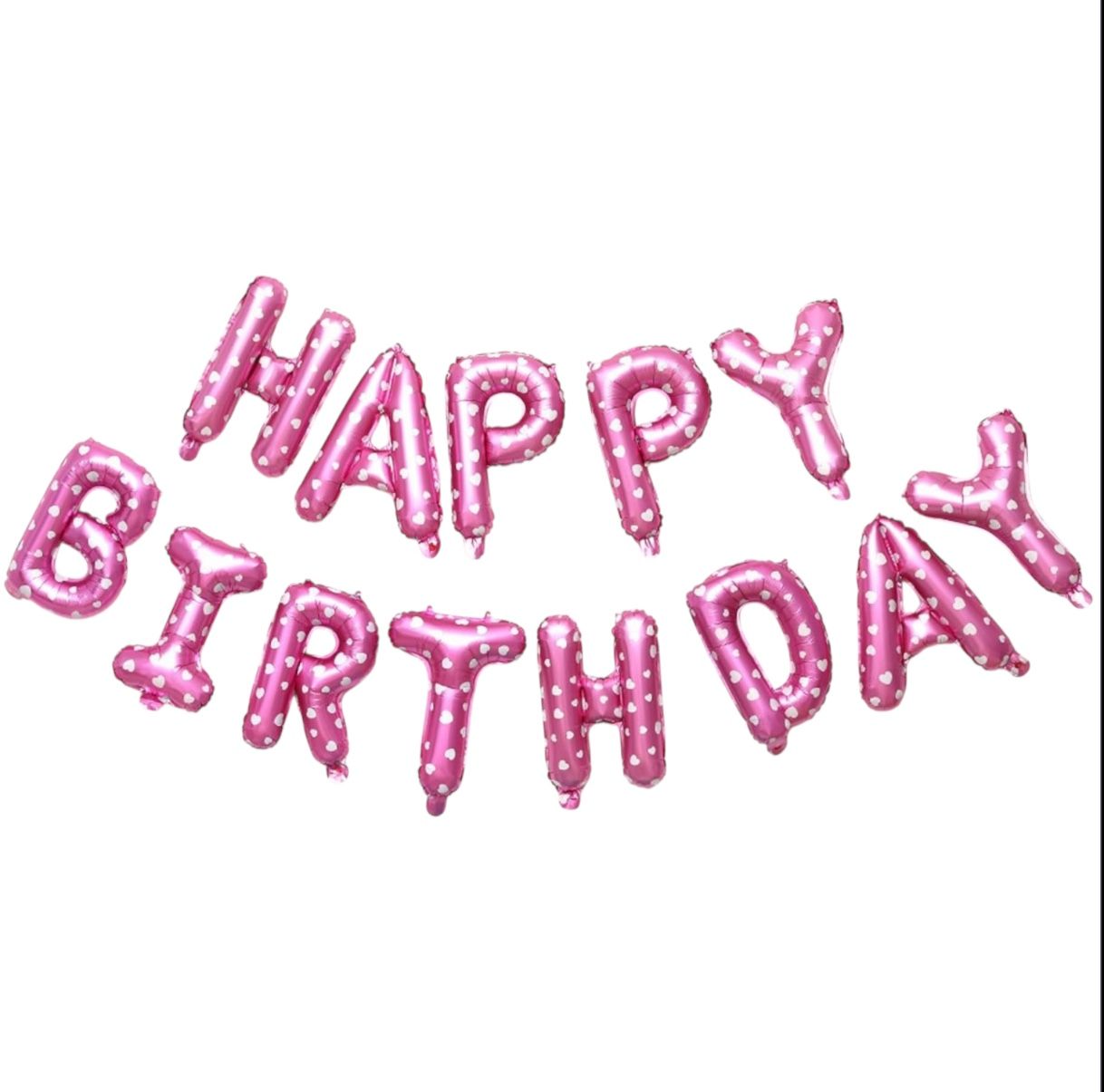 Pink Heart HAPPY BIRTHDAY Balloons 13pc Set 16” Foil Letters Party Decoration 