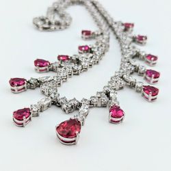 925 Silver Ruby Simulated & Cubic Zirconia  Chocker Necklace