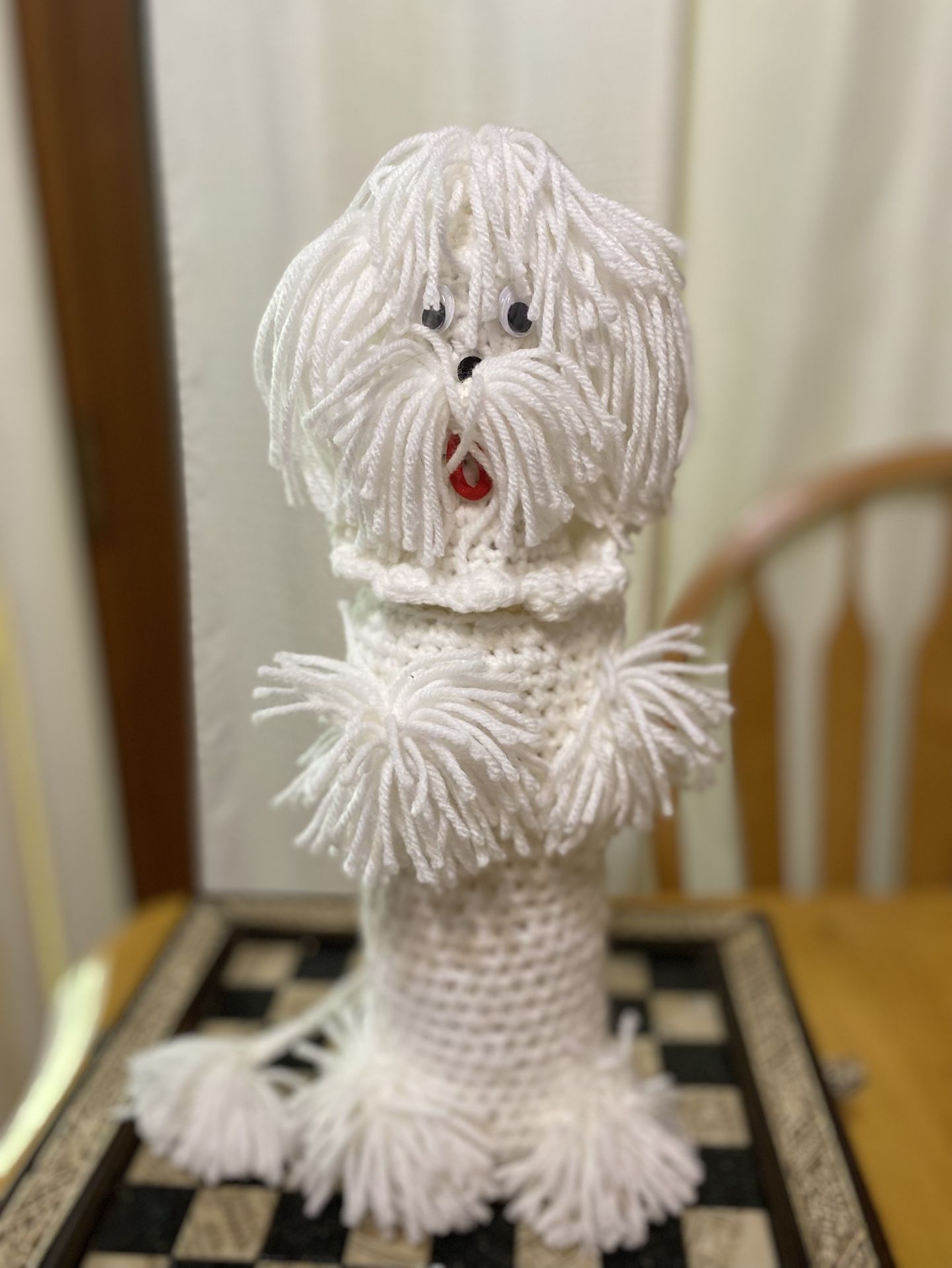 Handmade Knitting Bottle Cover Dog White Color Sale Without Bottle