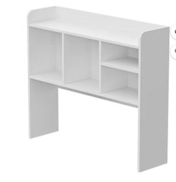 Desktop Bookshelf Storage Tabletop Display Hutch with 4 Shelves Wood Frame Freestanding Desk Organizer, White