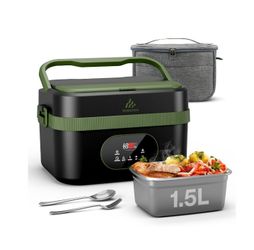Cordless Electric Lunch Box for Adults & Men,1.5L Heated Food Warmer with Smart Timer and Self-Heating, 8000mAh Portable Lunch Boxes