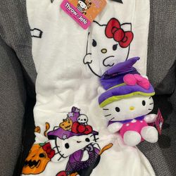 Hello Kitty Witch Halloween blanket And Plush