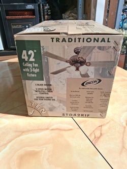 Encon 42" Traditional Ceiling Fan with 3-Light Fixture