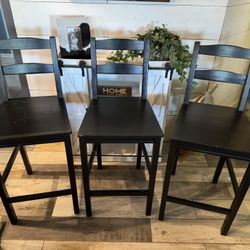 Ikea Black Wooden Bar Stools 