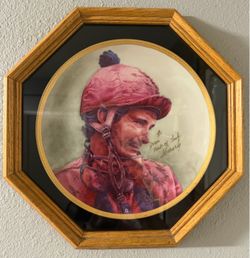 Fine porcelain plate is titled "The Shoe – 8,000 Wins" autographed