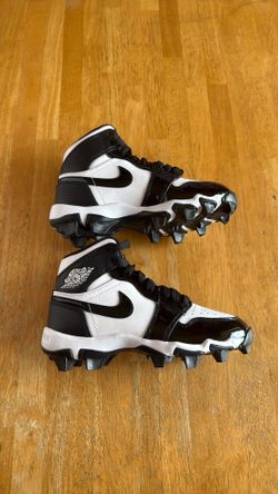 New Nike Jordan 1 Mid Cleats White Black Panda Youth 1Y