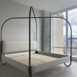 Crate & Barrel King Upholstered Canopy Bed