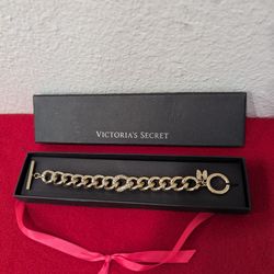 Victoria's Secret Chunky Gold Tone Angel Wings Charm Rhinestone Bracelet