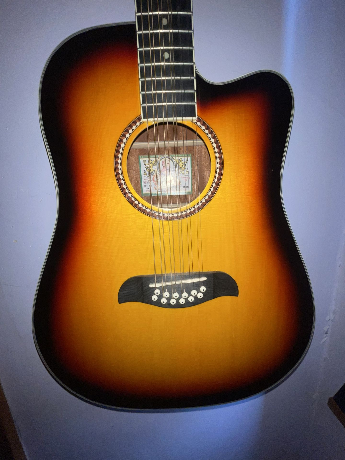 Oscar Schmidt OD312CETS-A 12-String Acoustic Electric Guitar Tobacco Sunburst