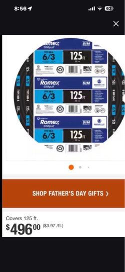 Romex SIMpull 6/3 NM-B Wire 125 ft