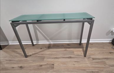 Glass Top Desk with Metal Frame