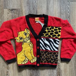 Vintage 90s Disney Lion King Simba Cardigan Button Up Sweater 