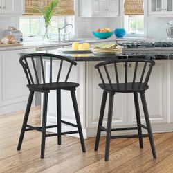 Set Of 4 Solid Wood Barstools