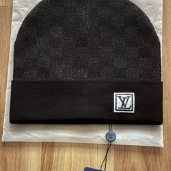Black Louis Vuitton Monogram beanie