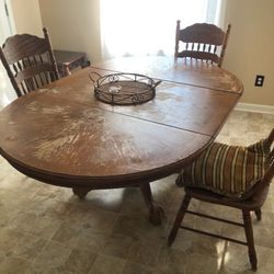 Dining Table With Three Chairs And Side Table