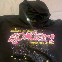 Sp5der P*nk Hoodie V2 Black