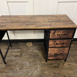 Brown Wooden Desk with Drawers
