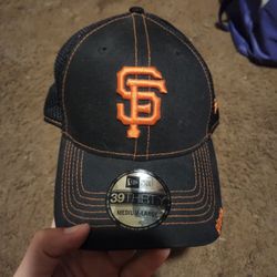 San Francisco Giants Hat New Era 39Thirty SF Spell Out Logo MLB Baseball Cap M/L