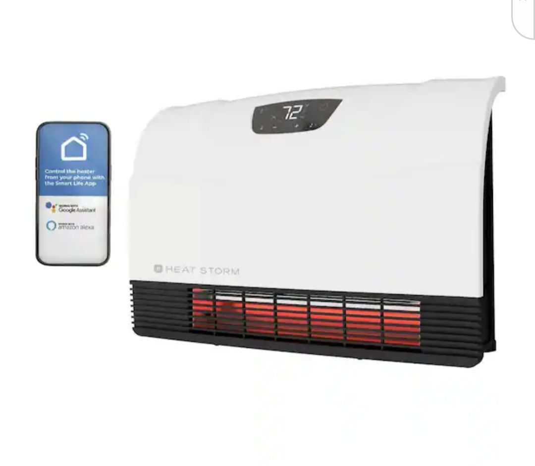 HEAT STORM~1500W Phoenix WiFi Infrared Wall Unit Wi-Fi Smart Heater in White~NEW~