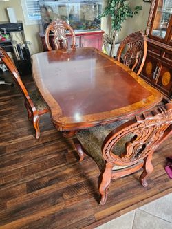 Dark Cherry Wood Dining Room Set