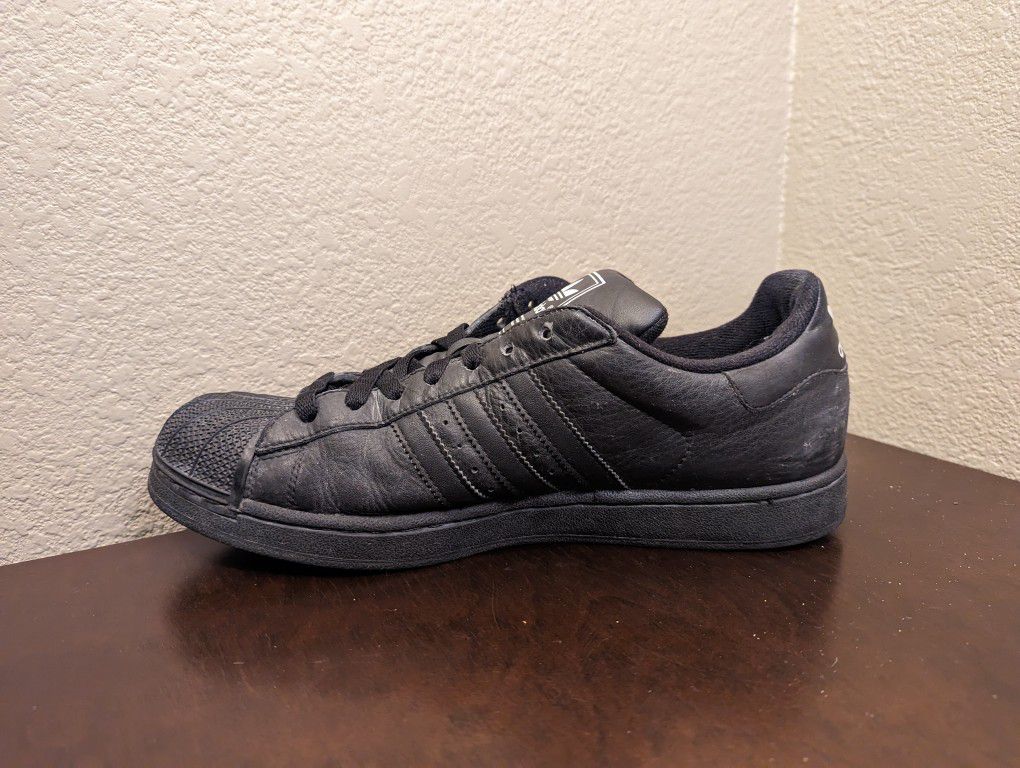 Adidas Superstar 2 Shoes Black Leather 677660 Men's Size 11 for