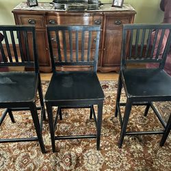 3 Rustic Black Counter Height Kitchen Chairs