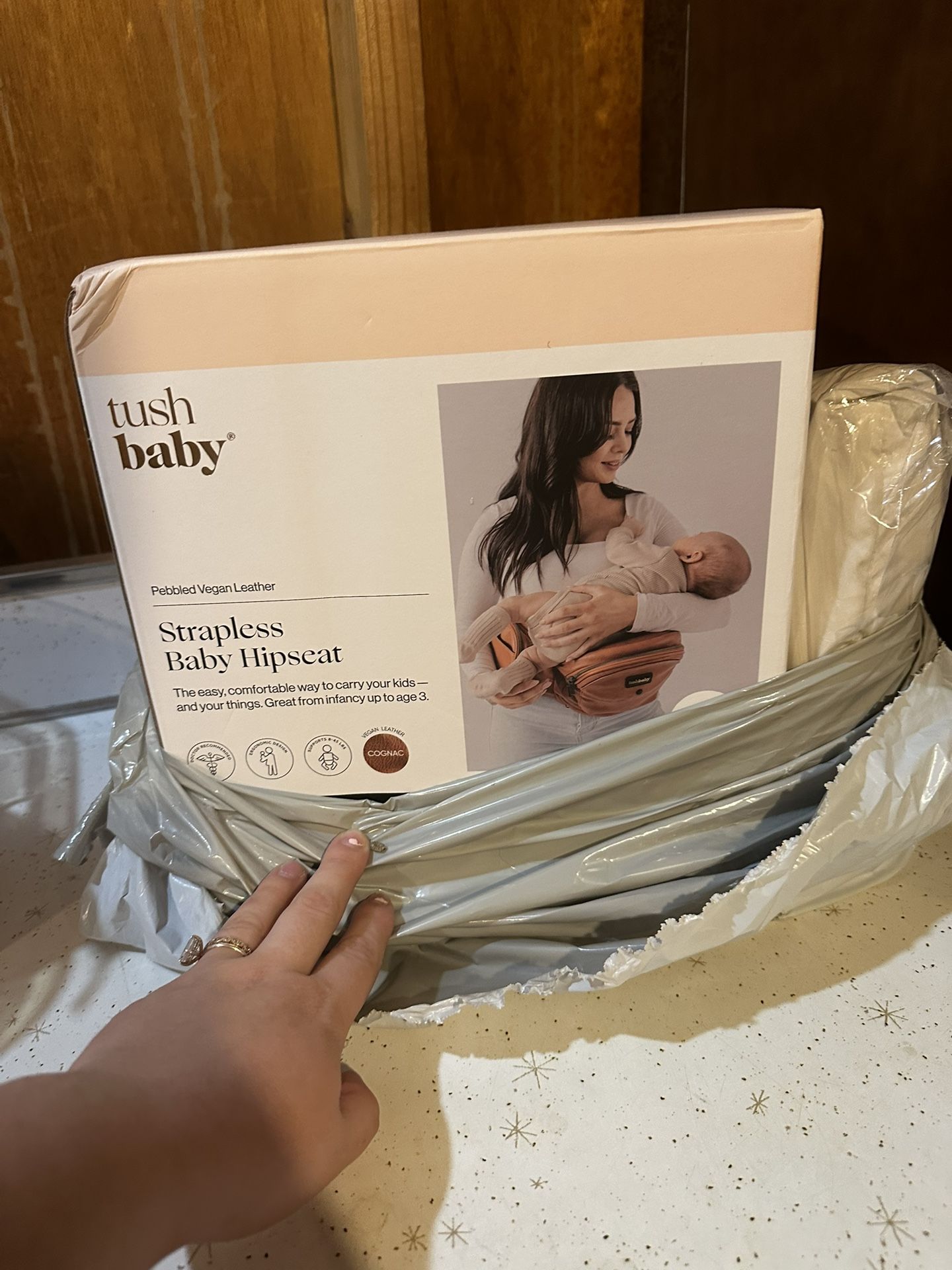 Tush Baby Cognac Color and Beige Snug Attachment 